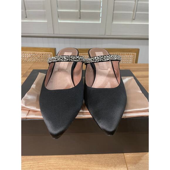 Pnina Tornai 4 Naturalizer Liefde Satin Rhinestone Mules Black Size 9.5 Wide NIB - Picture 6 of 13